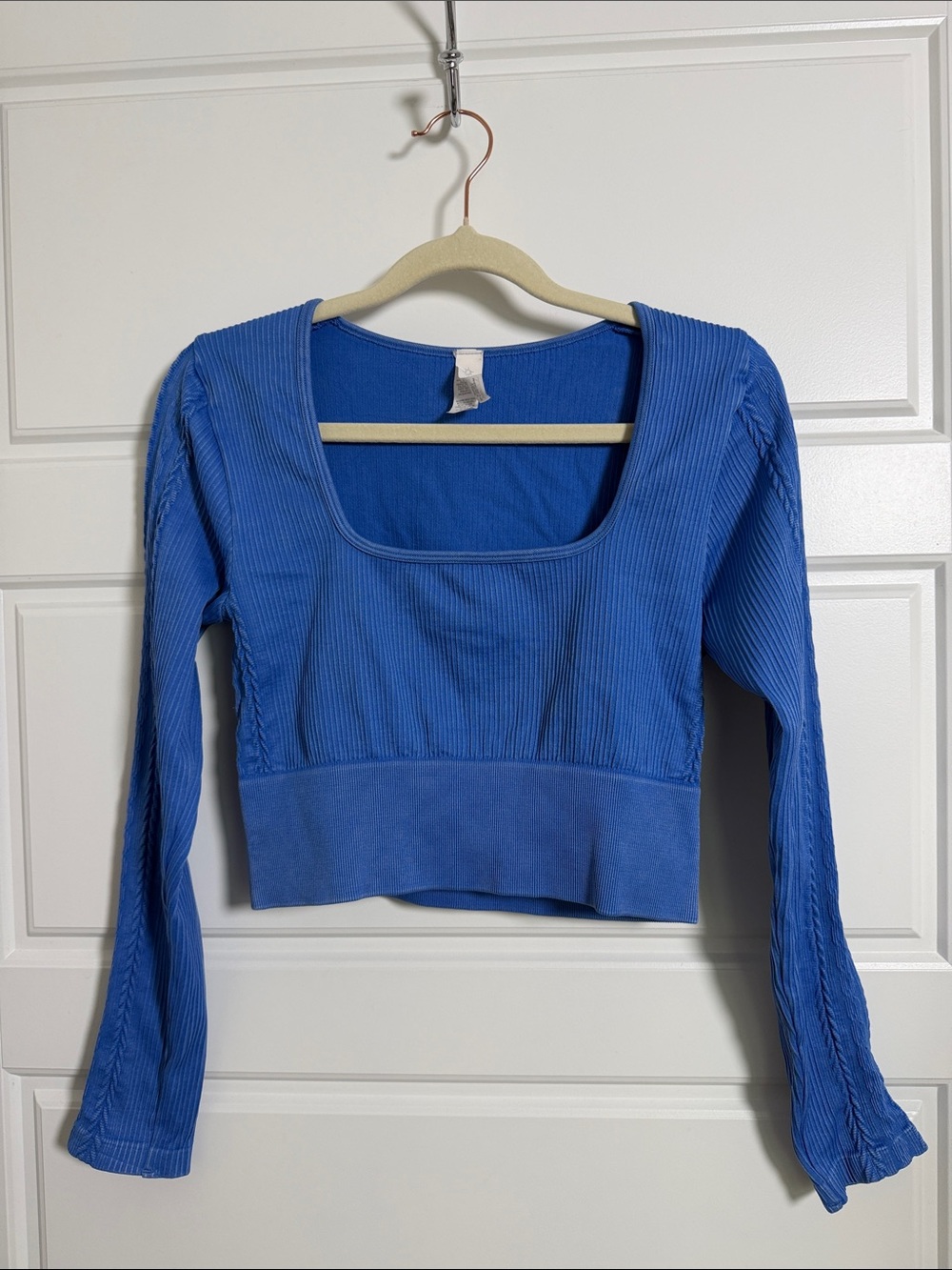 Offline by Aerie Ribbed Square-Neck Long-Sleeve Crop Top Size Medium